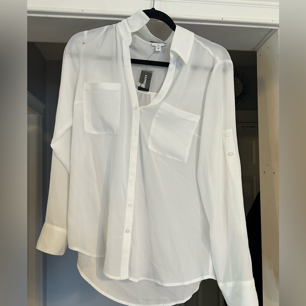 White portofino slim fit express shirt with tags on